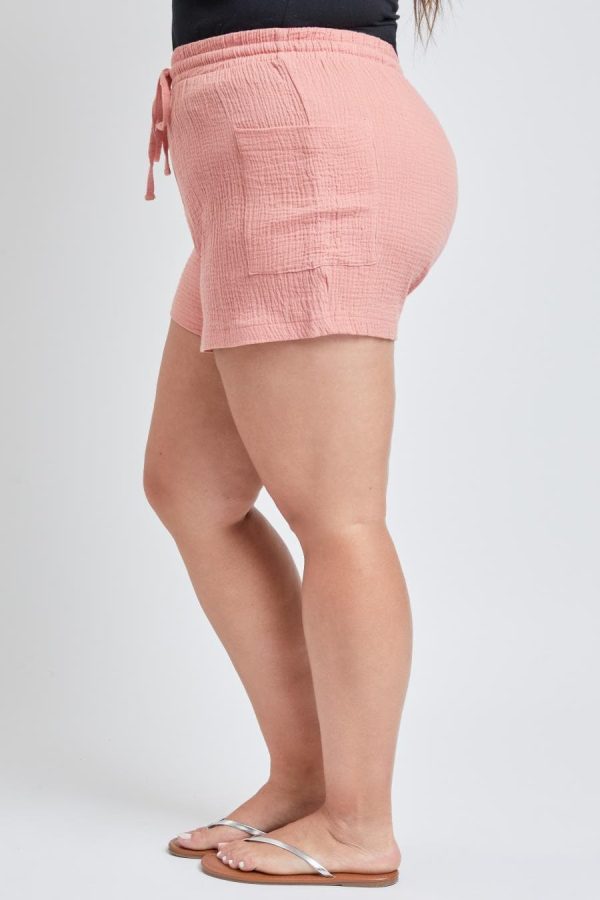 Women's Plus Size Cotton Shorts With Side Patch Pocket - Image 3