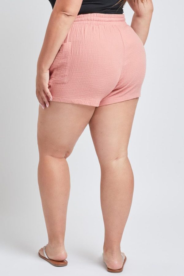 Women's Plus Size Cotton Shorts With Side Patch Pocket - Image 4