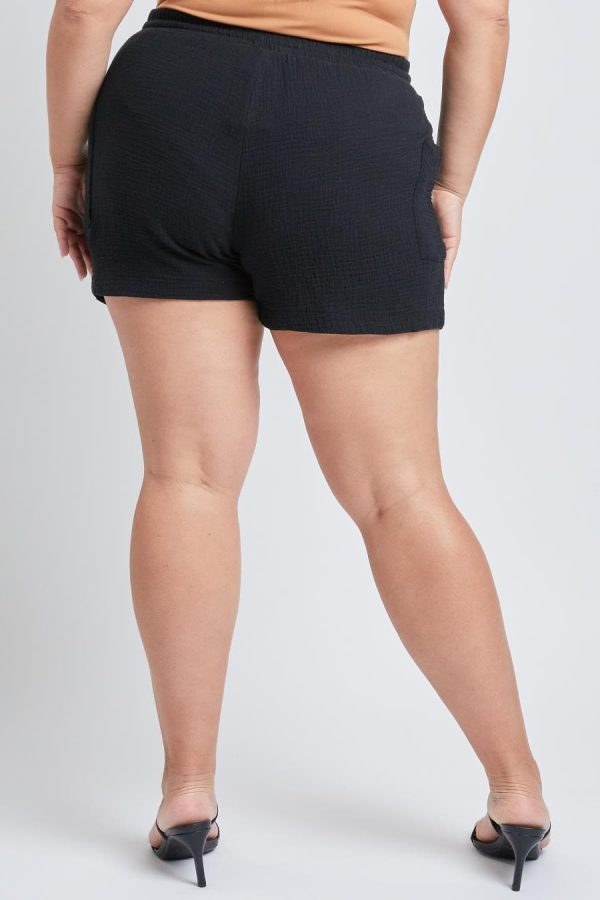 Women's Plus Size Cotton Shorts With Side Patch Pocket - Image 4