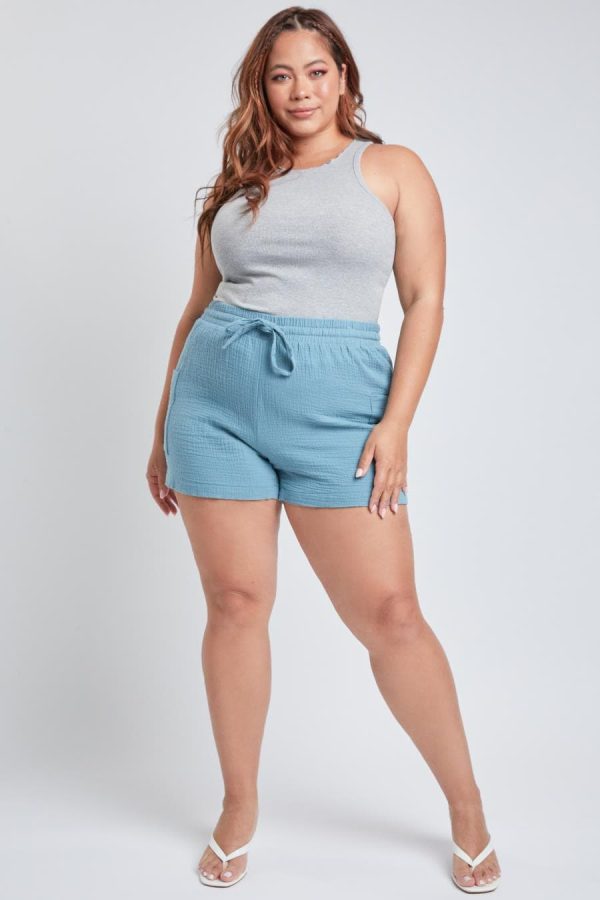 Women's Plus Size Cotton Shorts With Side Patch Pocket - Image 4