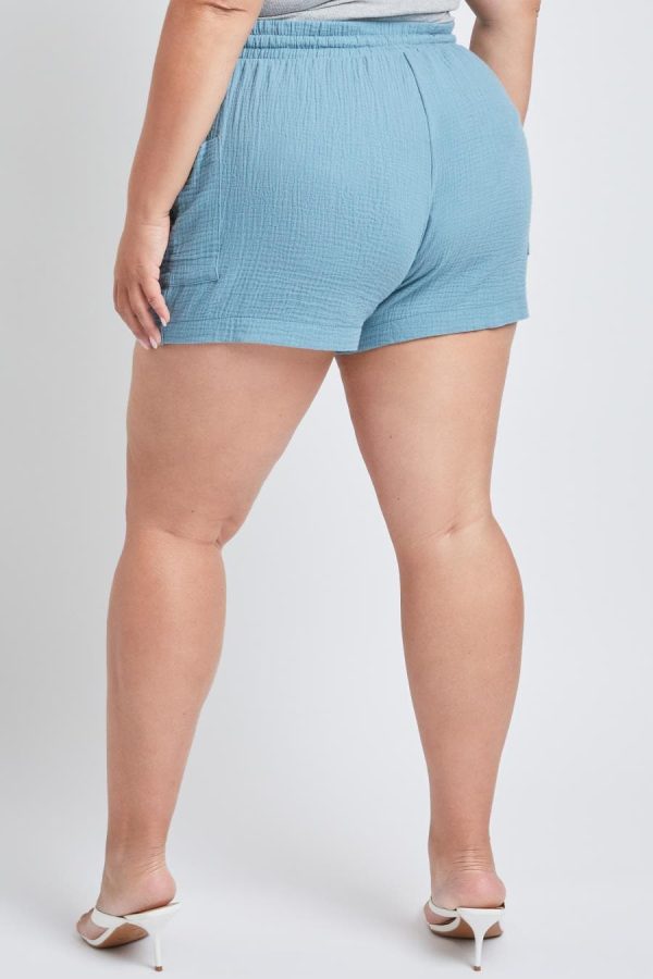 Women's Plus Size Cotton Shorts With Side Patch Pocket - Image 3