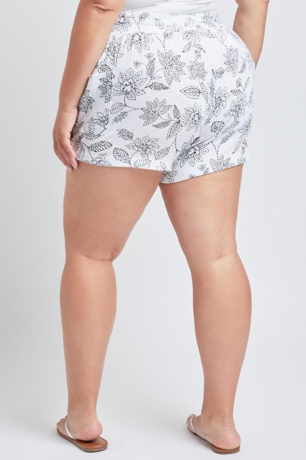 Women's Plus Size Cotton Shorts With Side Patch Pocket - Image 3