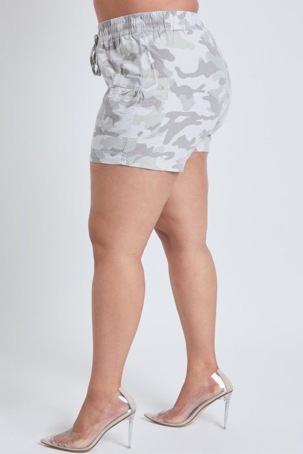 Women's Plus Linen Shorts With Shirred Patch Pockets - Image 2