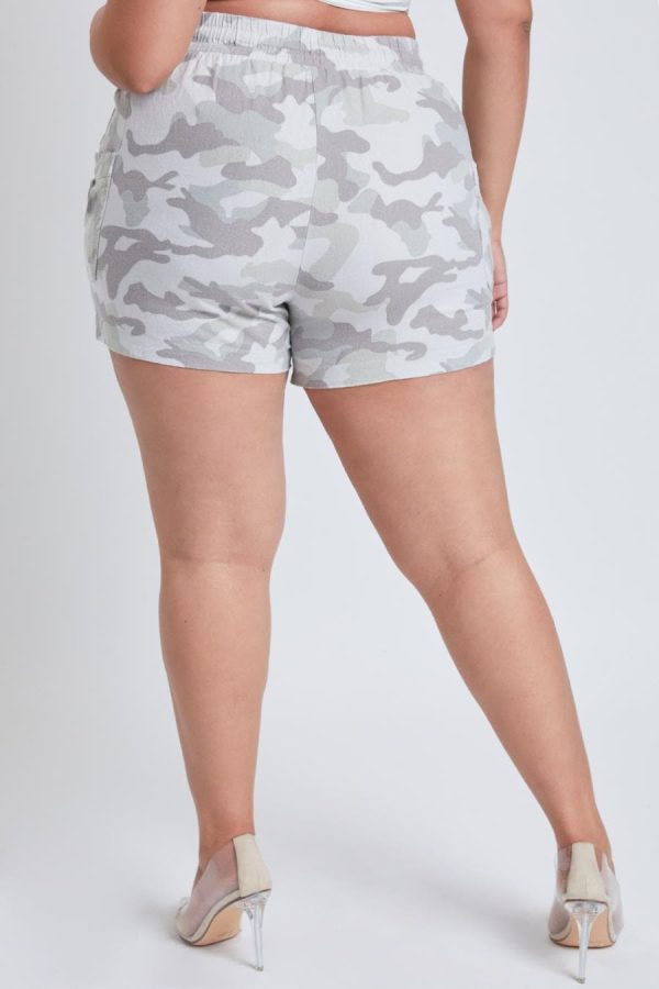 Women's Plus Linen Shorts With Shirred Patch Pockets - Image 3