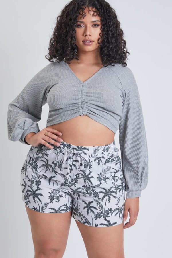 Women's Plus Linen Shorts With Shirred Patch Pockets - Image 4