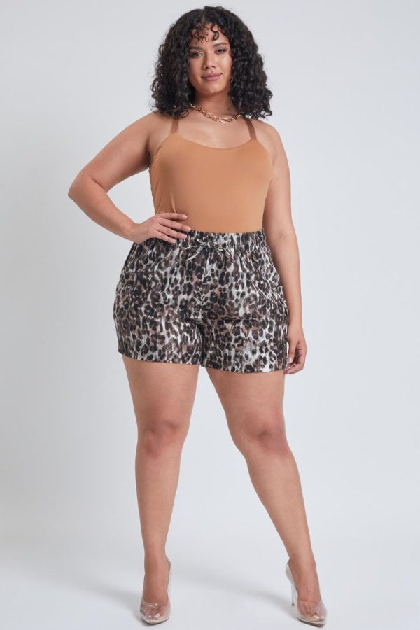 Women's Plus Linen Shorts With Shirred Patch Pockets - Image 2