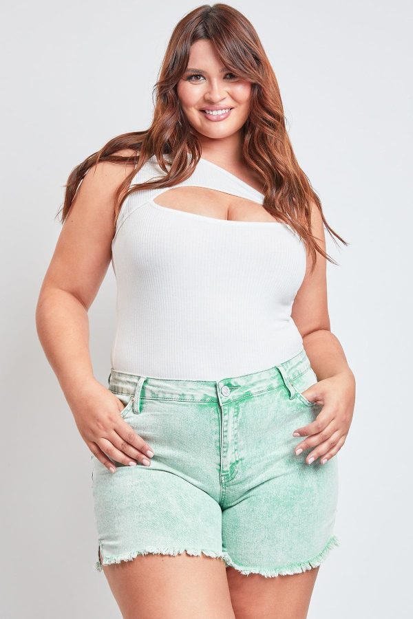 Women's Plus 80's Acid Wash Mom Shorts - Image 4