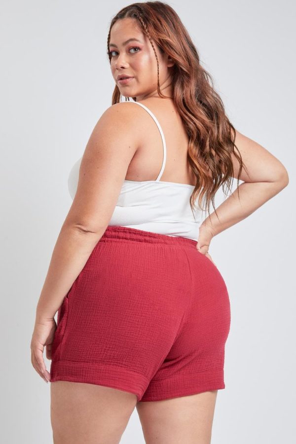 Women's Plus Double Gauze Shorts With Banded Hem - Image 4