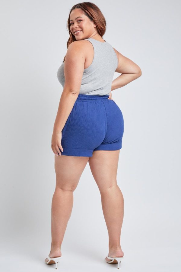 Women's Plus Double Gauze Shorts With Banded Hem - Image 5