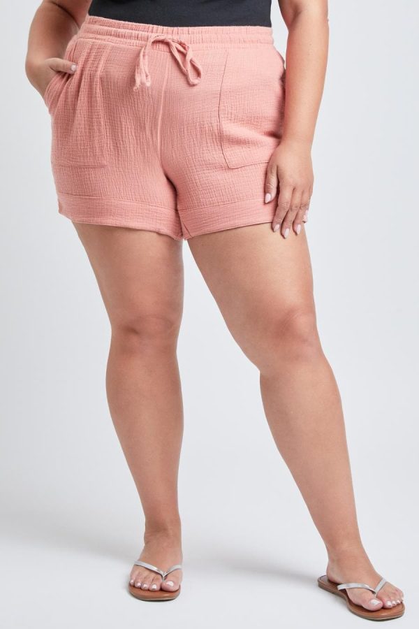 Women's Plus Double Gauze Shorts With Banded Hem - Image 2