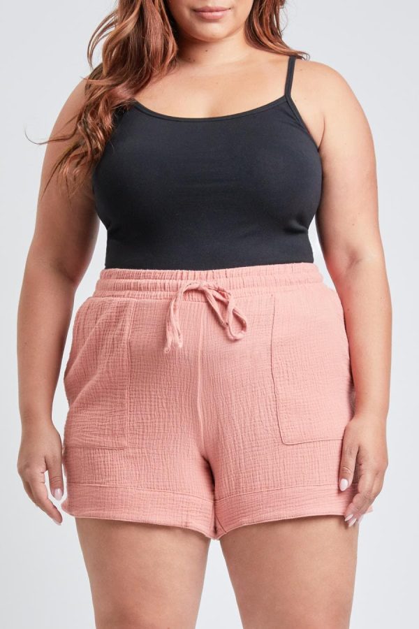 Women's Plus Double Gauze Shorts With Banded Hem - Image 3