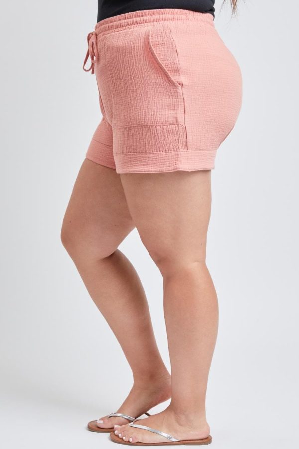 Women's Plus Double Gauze Shorts With Banded Hem - Image 4
