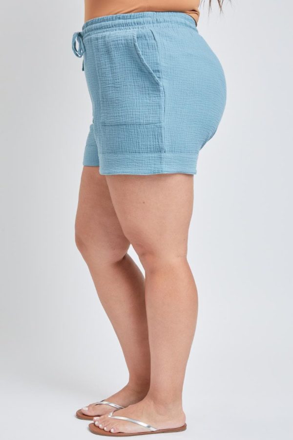 Women's Plus Double Gauze Shorts With Banded Hem - Image 3