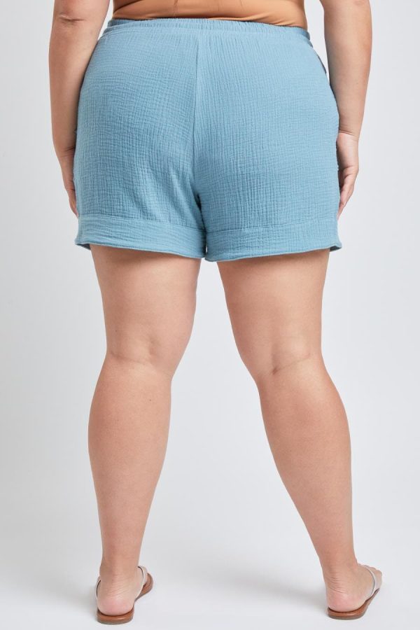 Women's Plus Double Gauze Shorts With Banded Hem - Image 4