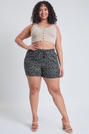 Women's Plus Drawstring Waistband Linen Shorts