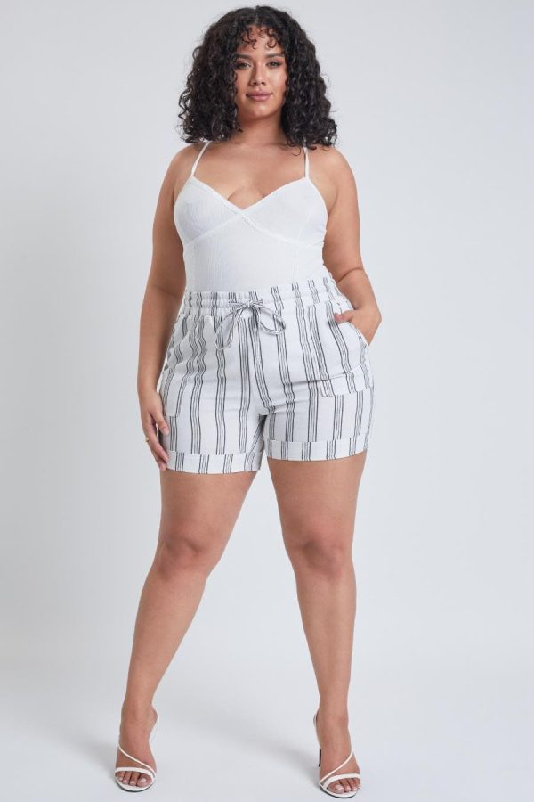 Women's Plus Drawstring Waistband Linen Shorts - Image 2