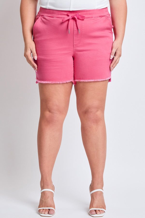 Women's Plus Frayed Hem Pull-on Shorts - Image 2