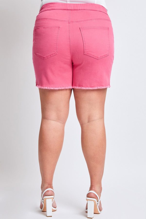 Women's Plus Frayed Hem Pull-on Shorts - Image 3