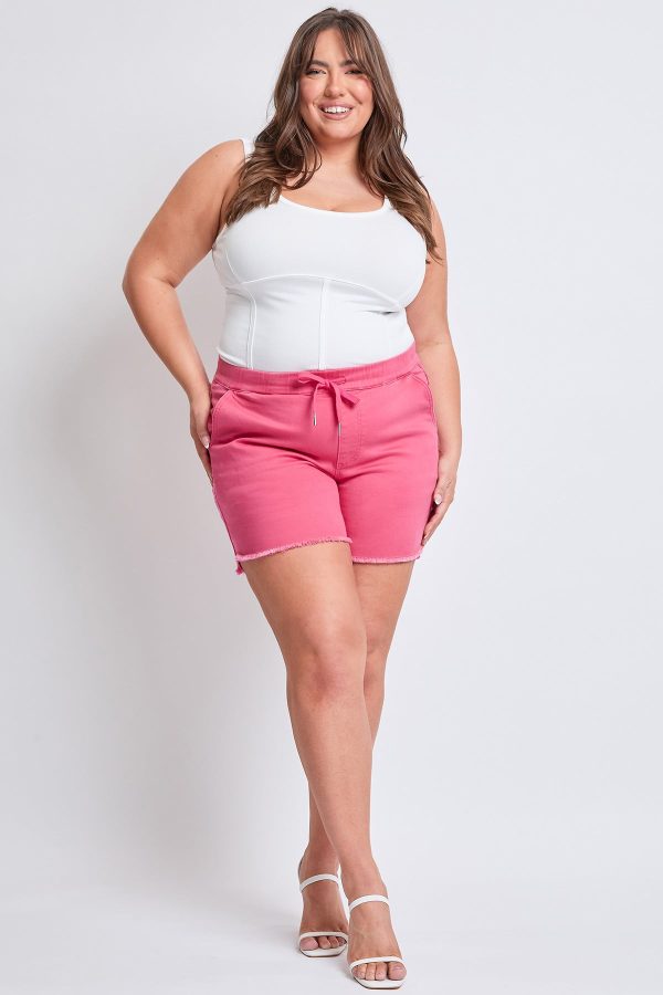 Women's Plus Frayed Hem Pull-on Shorts - Image 5