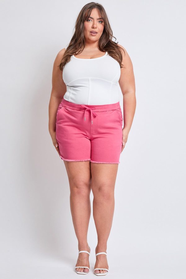 Women's Plus Frayed Hem Pull-on Shorts - Image 6