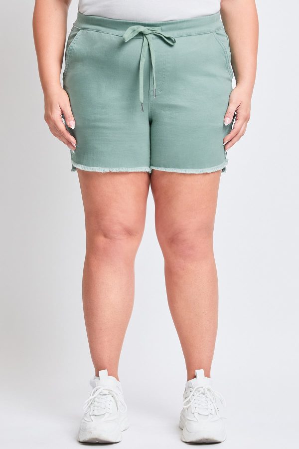 Women's Plus Frayed Hem Pull-on Shorts - Image 2