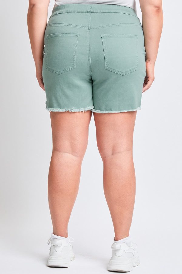 Women's Plus Frayed Hem Pull-on Shorts - Image 3