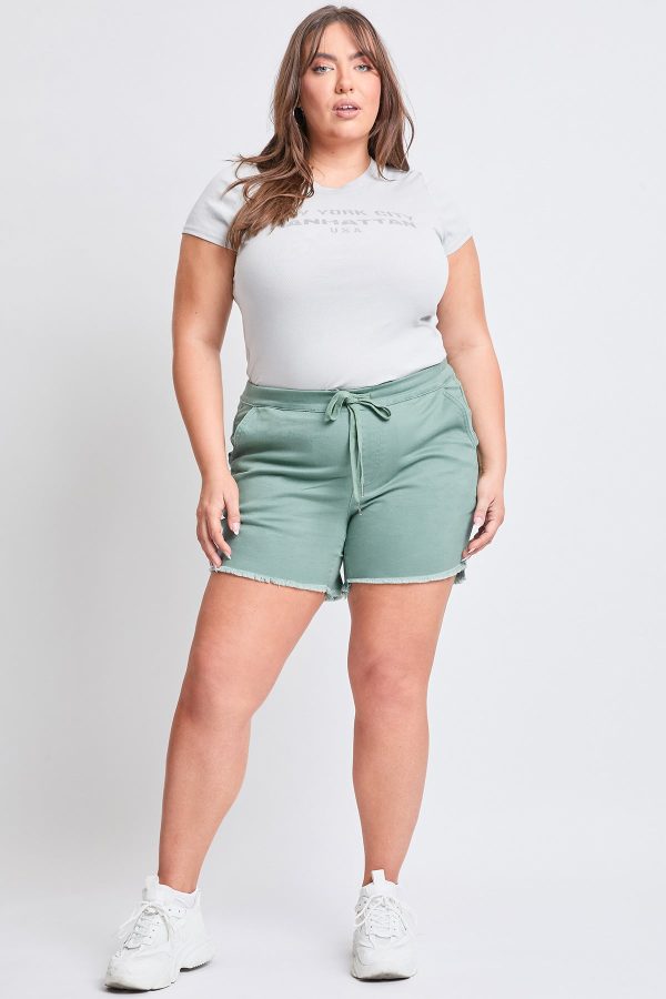 Women's Plus Frayed Hem Pull-on Shorts - Image 5