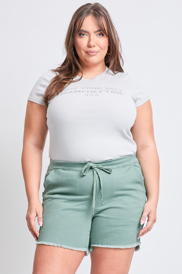 Women's Plus Frayed Hem Pull-on Shorts - Image 6