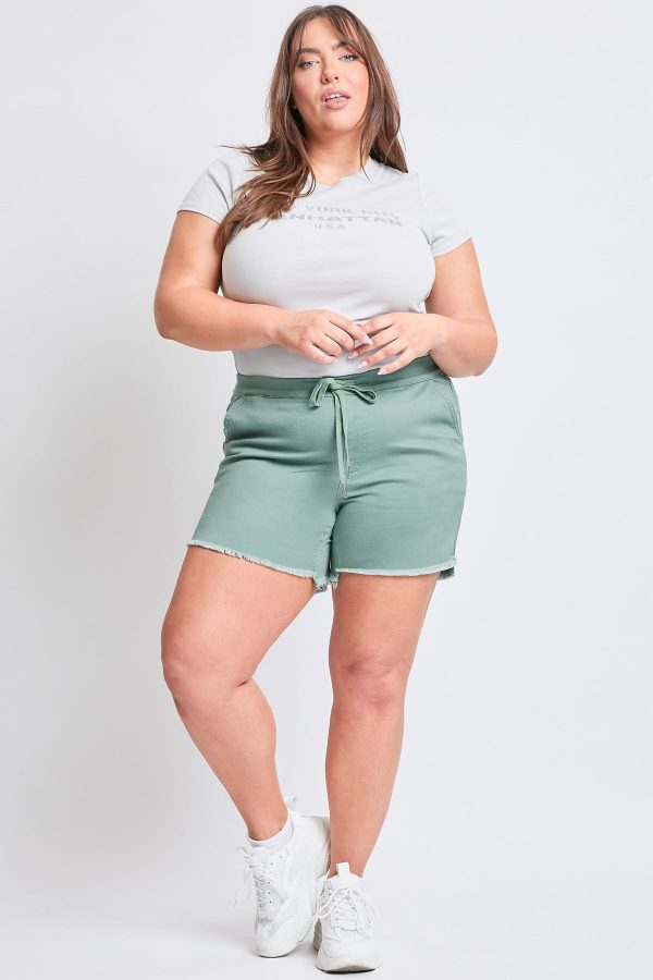 Women's Plus Frayed Hem Pull-on Shorts - Image 7