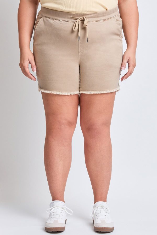 Women's Plus Frayed Hem Pull-on Shorts - Image 4