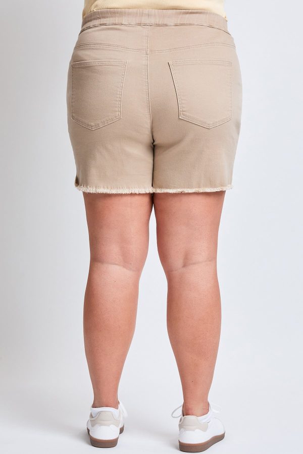 Women's Plus Frayed Hem Pull-on Shorts - Image 2