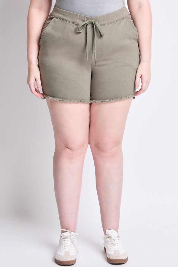 Women's Plus Frayed Hem Pull-on Shorts - Image 2