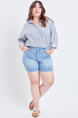 Women's Plus Size Basic 2-Button Side Slit Hem Shorts